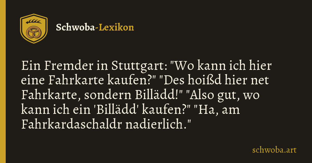 Grafik zum schwäbischen Witz: Fahrkarten