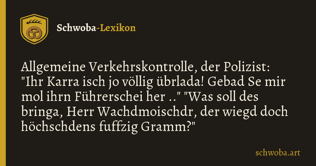 Grafik zum schwäbischen Witz: Verkehrskontrolle